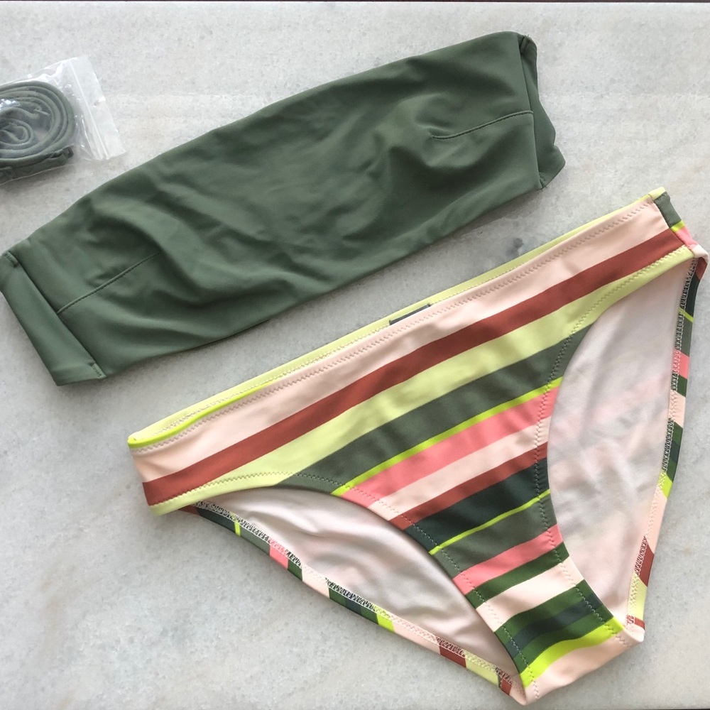 Aerie Bandeau Bikini Top and Scoop Bikini bottoms